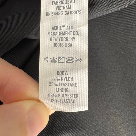 Aerie One Piece Swimsuit Medium Black Textured Strappy Scoop Neck Beachy Resort - Picture 10 of 10